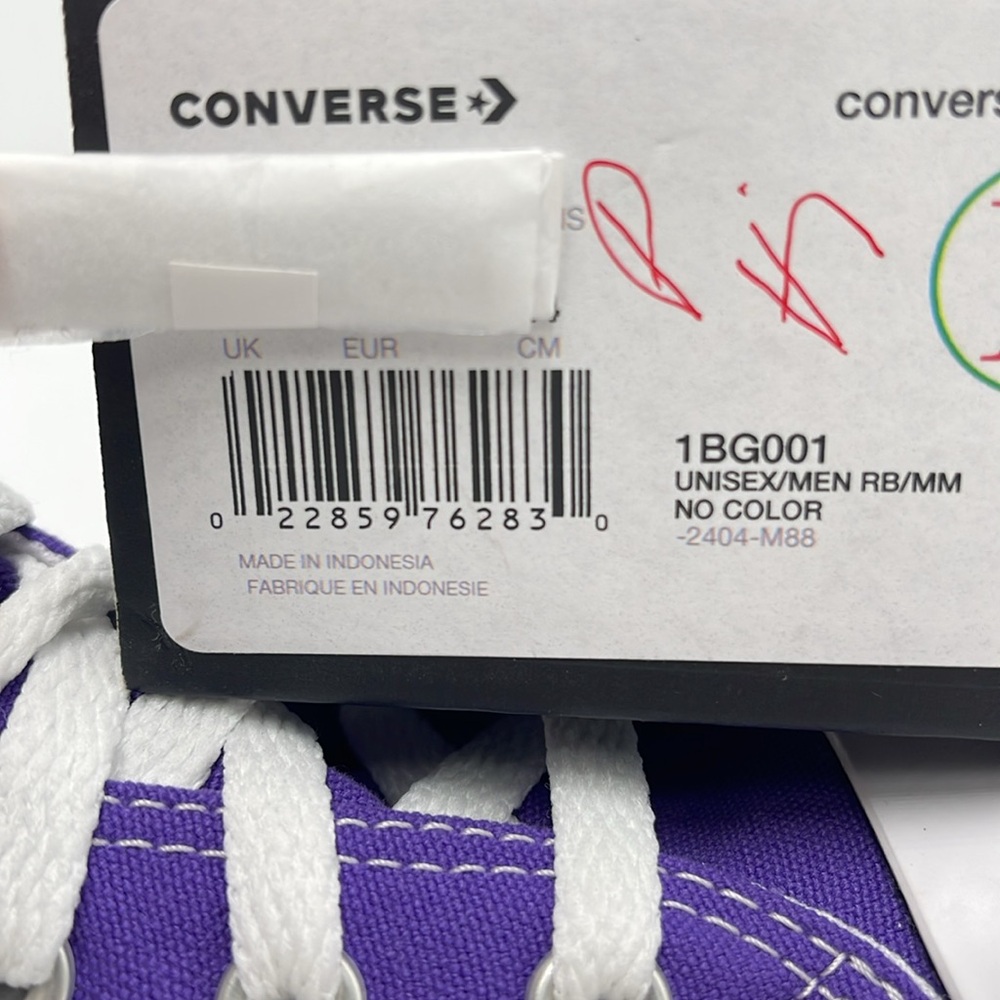 Converse Men’s Chuck Taylor All Star Hi B Grade Purple White 137833F Sneakers - Picture 16 of 16